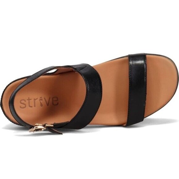 Strive Sandal Womens 9.5-10 Black Leather Arch Support New - Picture 6 of 8